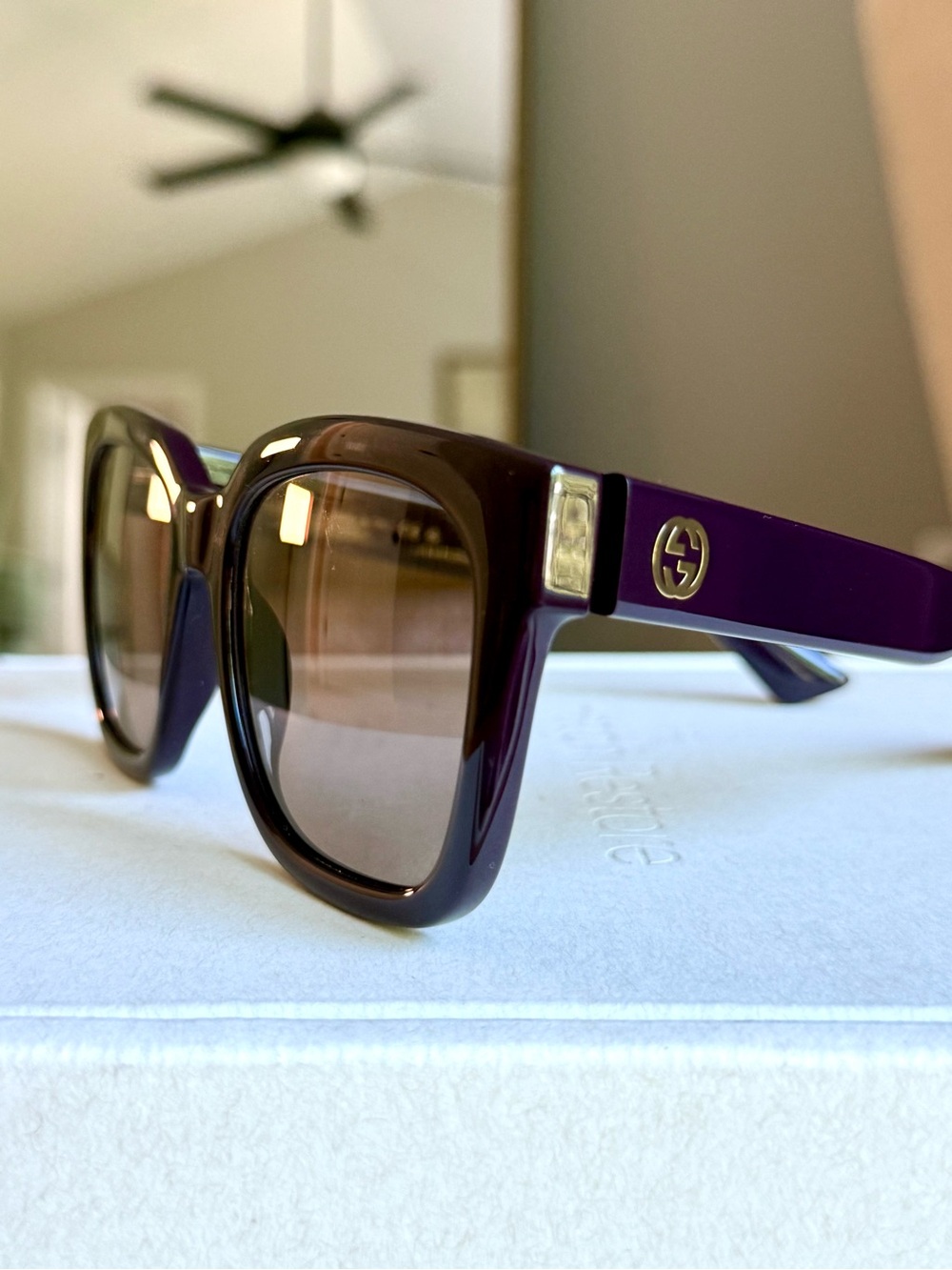 Gucci Oversized Square Sunglasses Burgundy | Brown Lenses | Made in Italy - Picture 2 of 10